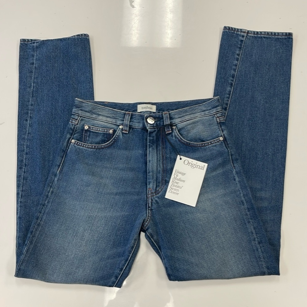 Toteme Original Vintage Fit Twisted Seam Jeans Medium Wash Size 24 NWT